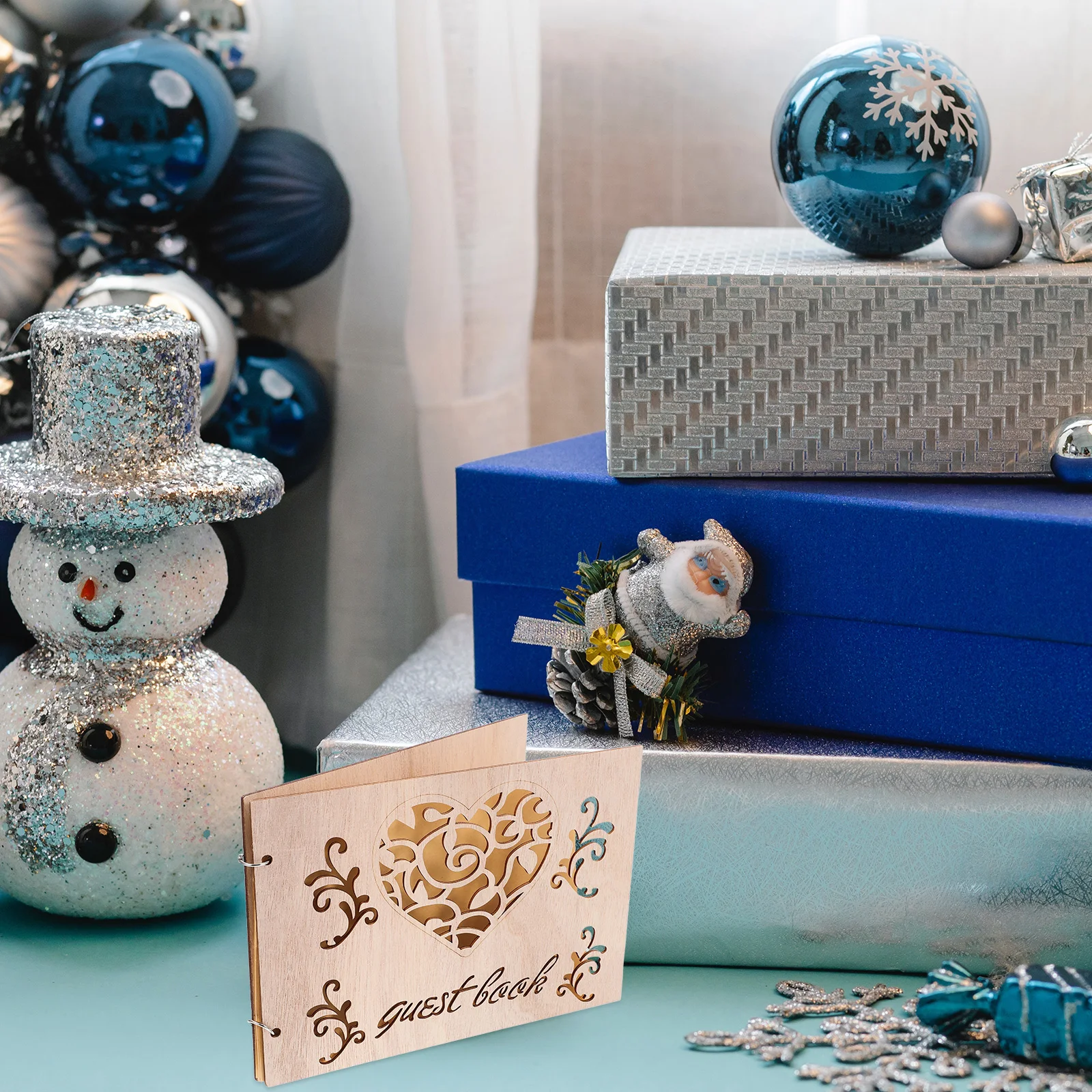 

Wooden Wedding Guest Book Rustic Wood Album for Reception Engagement Anniversary Beige Decor Baby Shower Guest Book