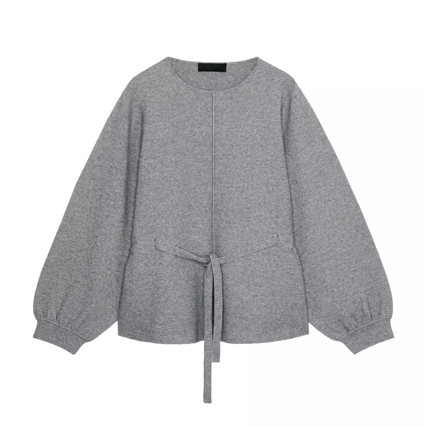 

Весна 2026: Новинка! Женский вязаный свитер с круглым вырезом, длинными рукавами-фонариками, поясом на талии и декоративной вышивкой. Модный женский топ.