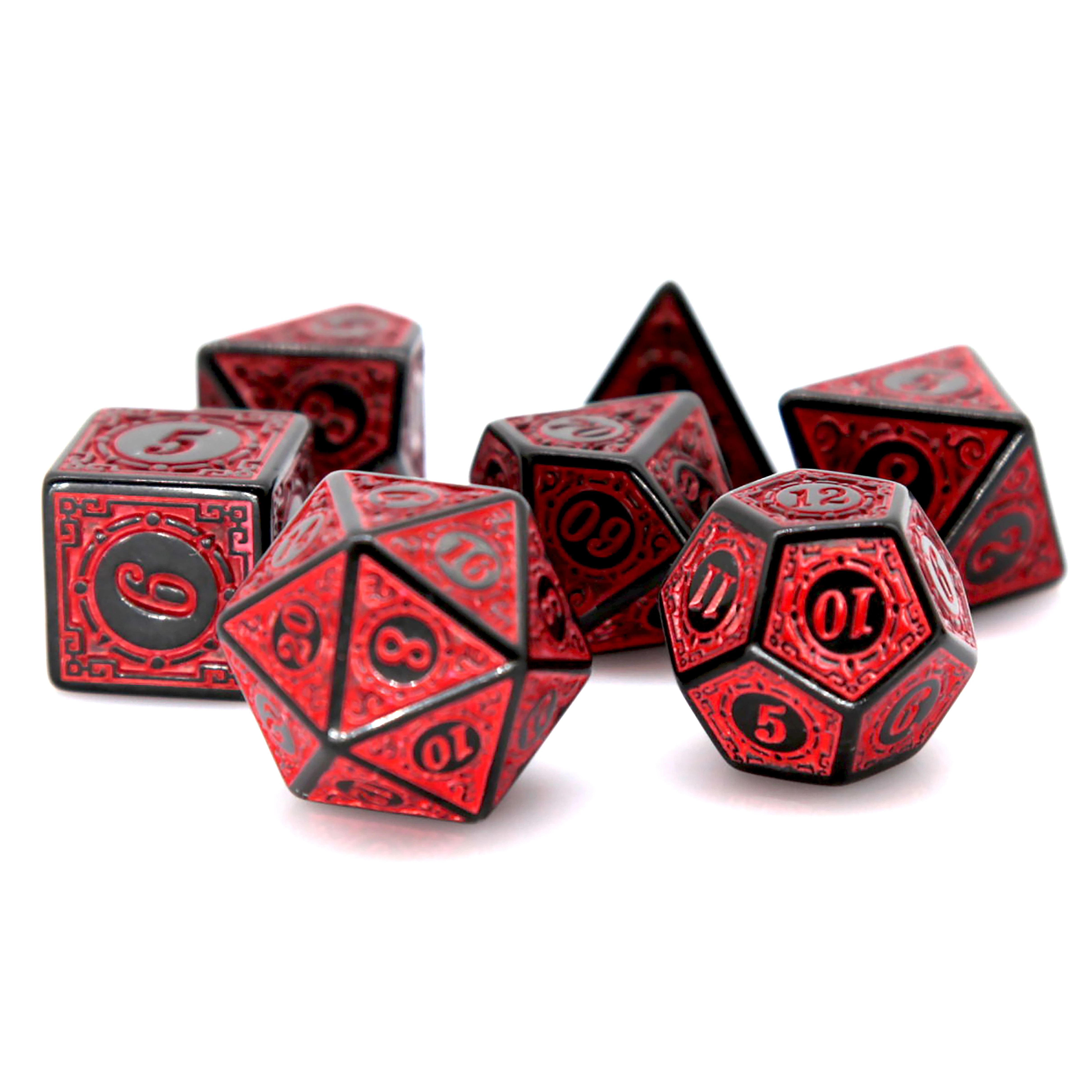 7Pcs Black Red Acrylic Polyhedral Dice Set Retro Pattern DND RPG Dice For Tabletop Role Playing Board Game Accessories view 3