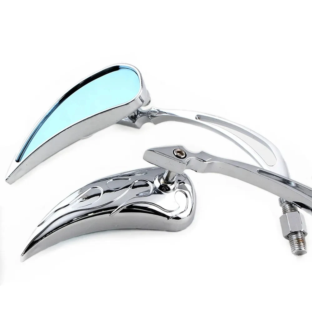 Motorcycle Custom Rearview Mirrors For Harley Dyna Softail Sportster Road Electra Flame Style Motorcycle Rearview Side Mirrors