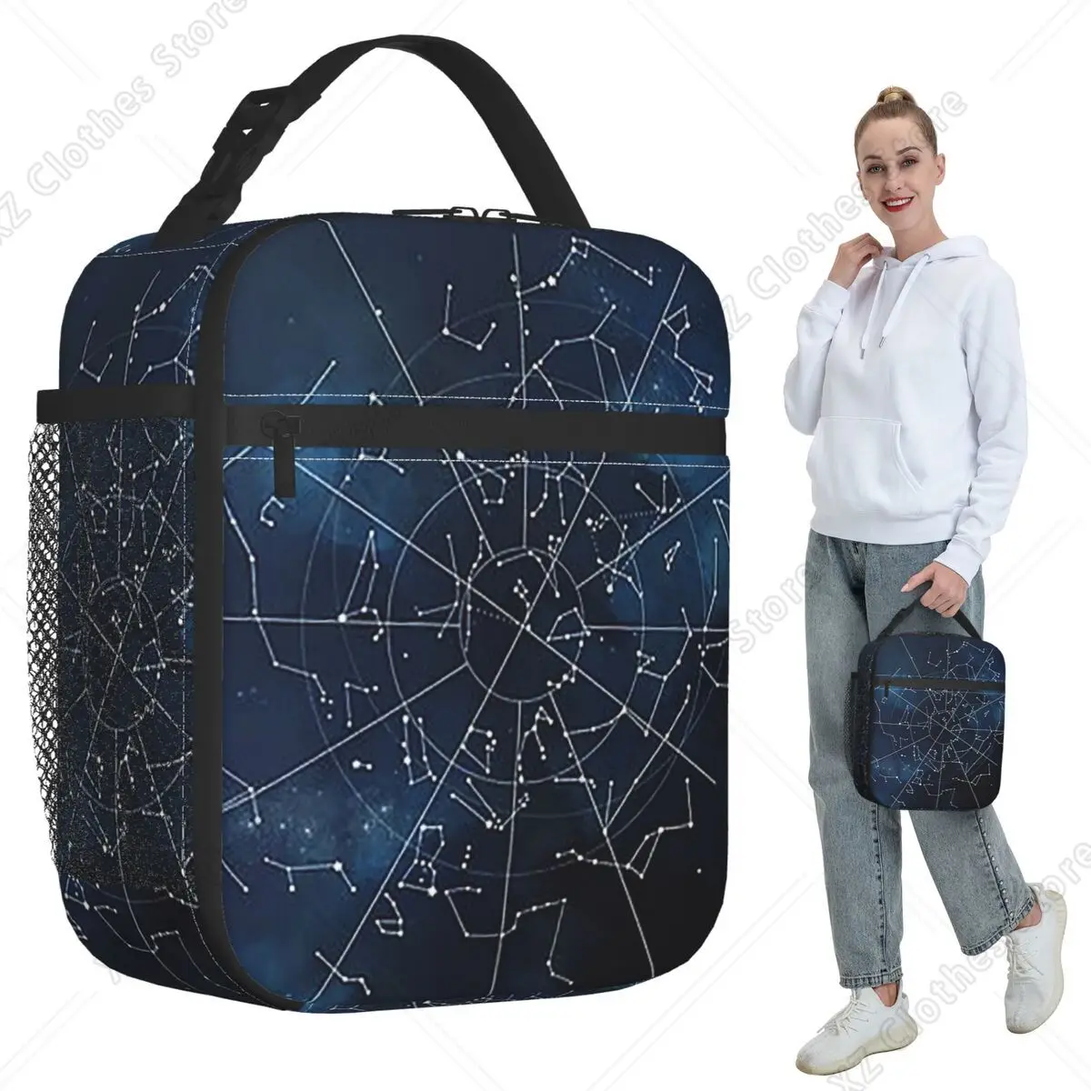 Zodiac Constellations Space Insulated Lunch Bag for Kids School Cooler Thermal Food Box Tote Leakproof Lunch Boxes Container