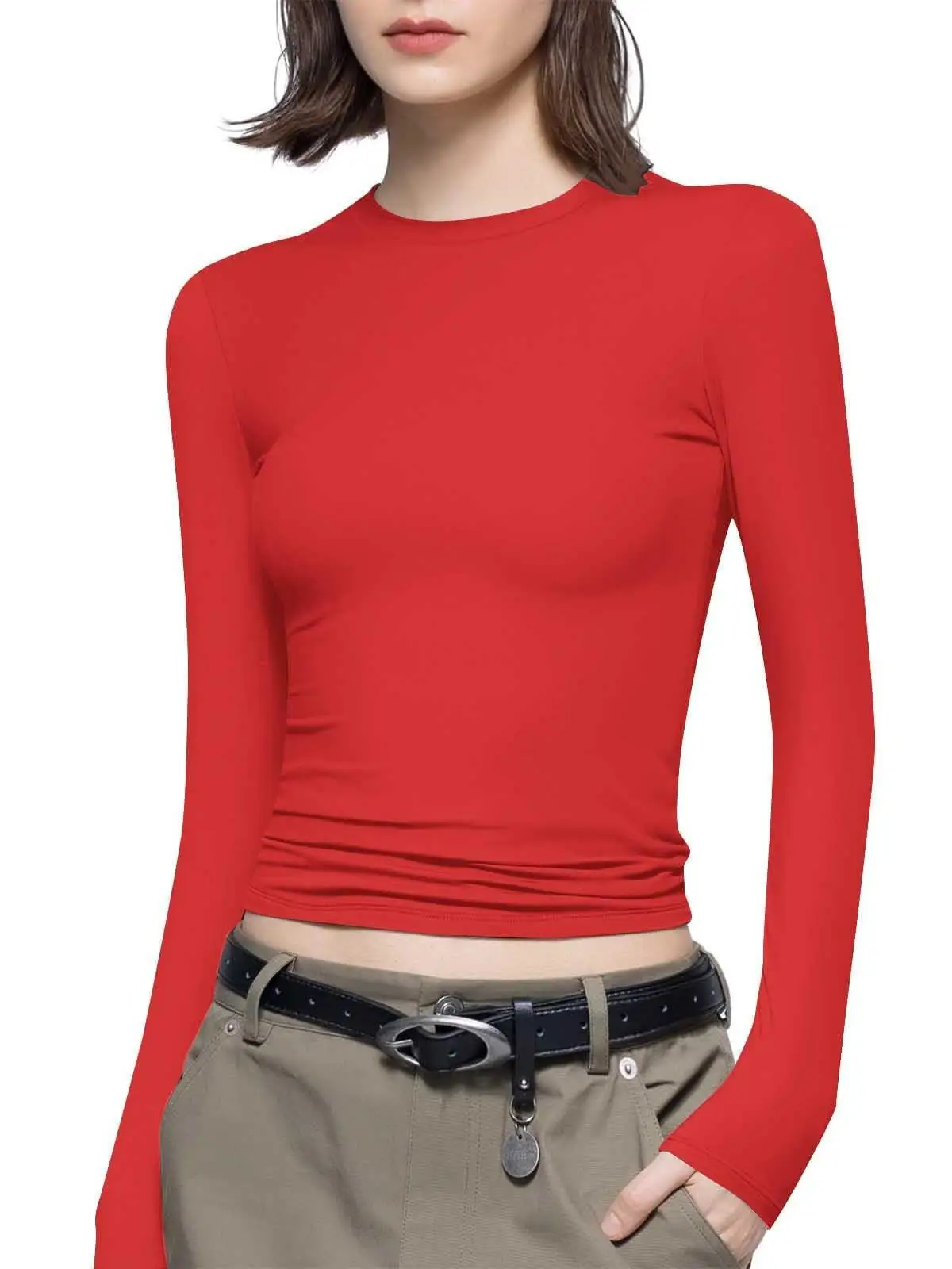 

Slim Fit Long Sve round Ne Color Base irt T irt Женская мода Осень Новое поступление Полиэфирное волокно 00%