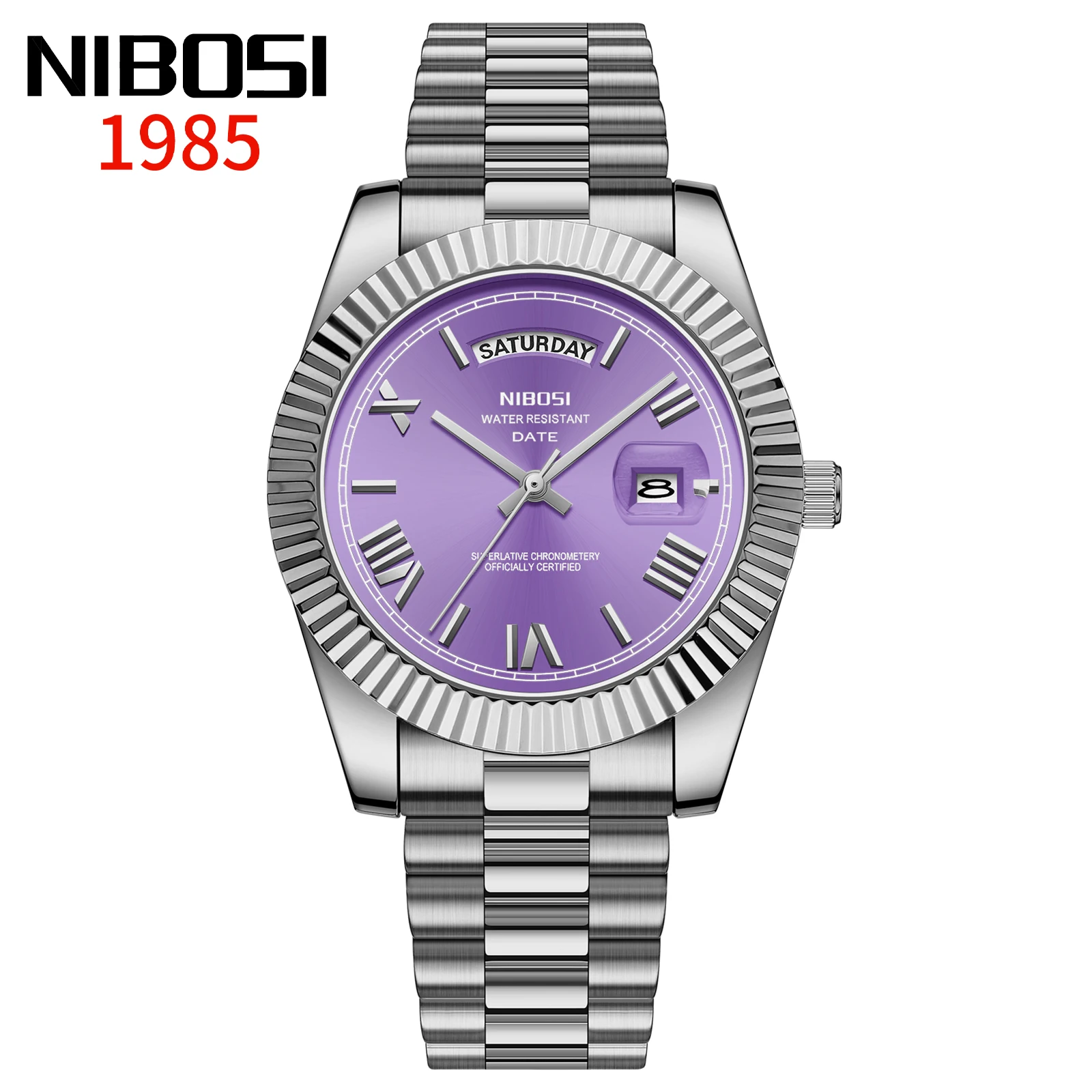 Nibosi Women\'s Silver And Purple Analog Stainless Steel Waterproof Luxury Watch Nibosi 2631 Luxury Men main image 3