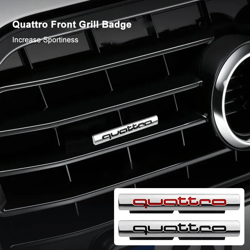 

Car Front Grille Badge Body Trunk Decoration Sticker Auto QUATTRO Emblem for Audi Q2 3 Q5 Q7 Q8 A3 A4 A5 A6 A7 R8 B5 B6 Sline TT