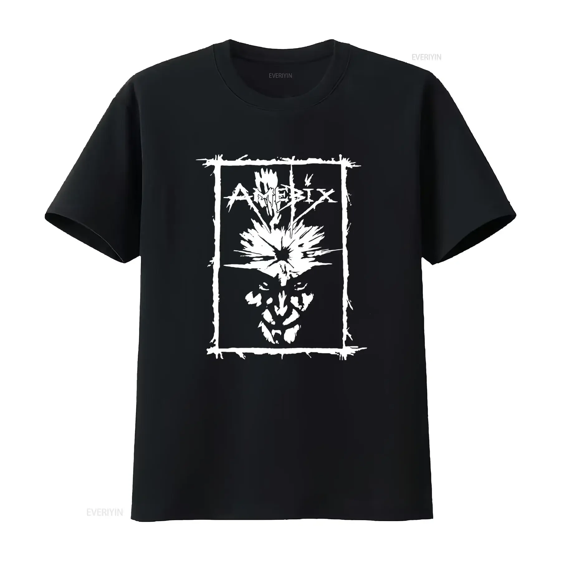AMEBIX Gothic Logo T Shirt for Heavy Duty with Iconic White Print All Season Casual Wear Machine Washable Round Neck Design