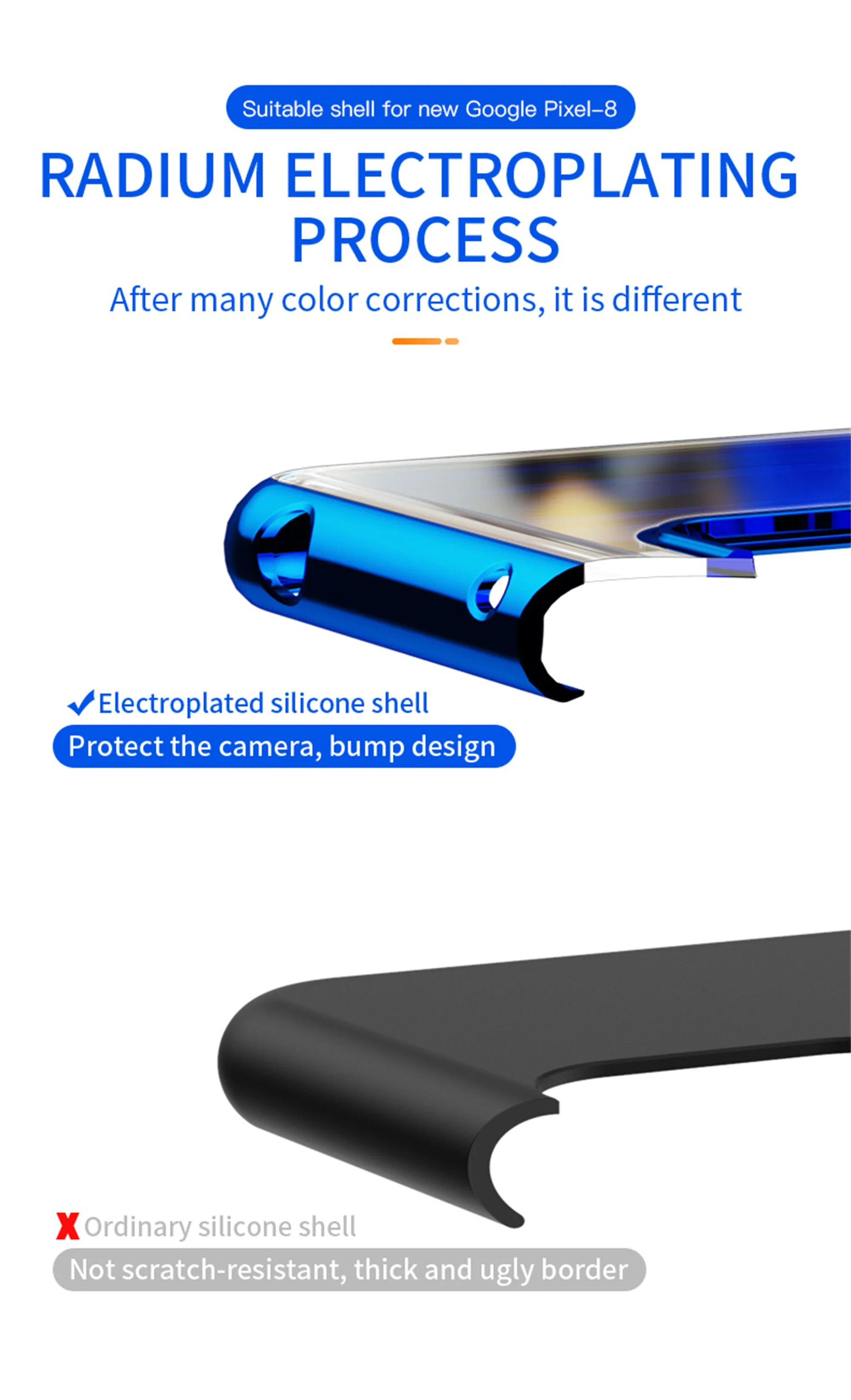 Slim Plating Clear Magnetic Phone Case for Google Pixel 9Pro 9 8Pro 8A 8 7Pro 7A 7 6A 5A Metal Ring Kickstand Cover