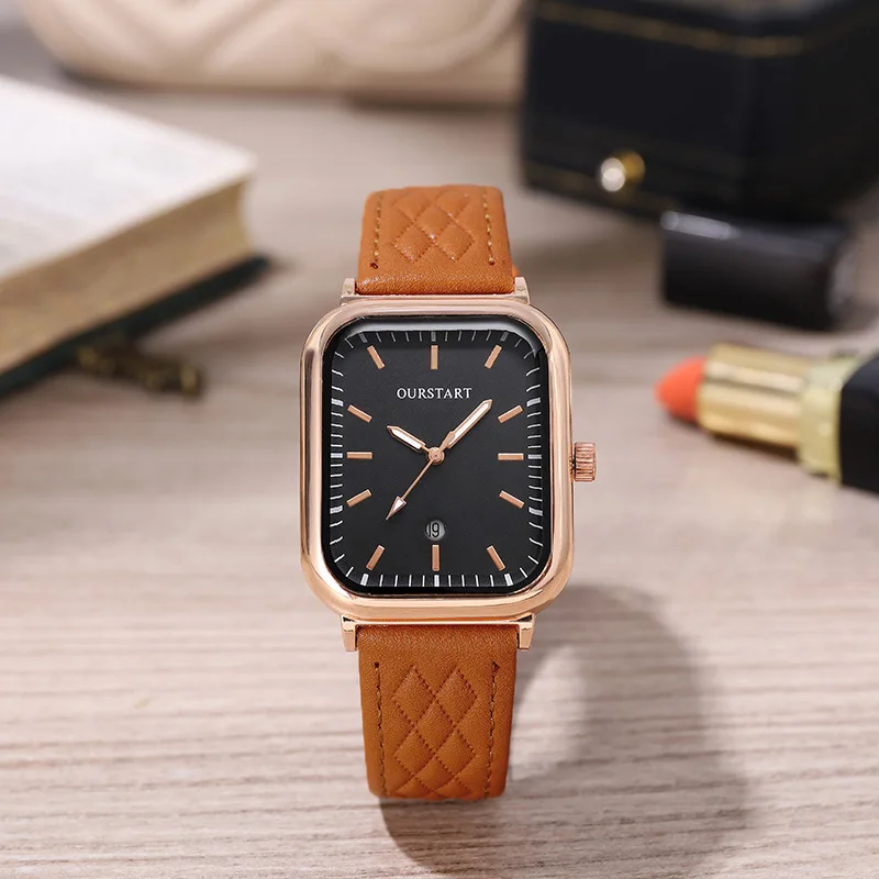 Square Women's Watch, Quartz Diamond Patterned Belt, Calendar Watch, Women's Watch