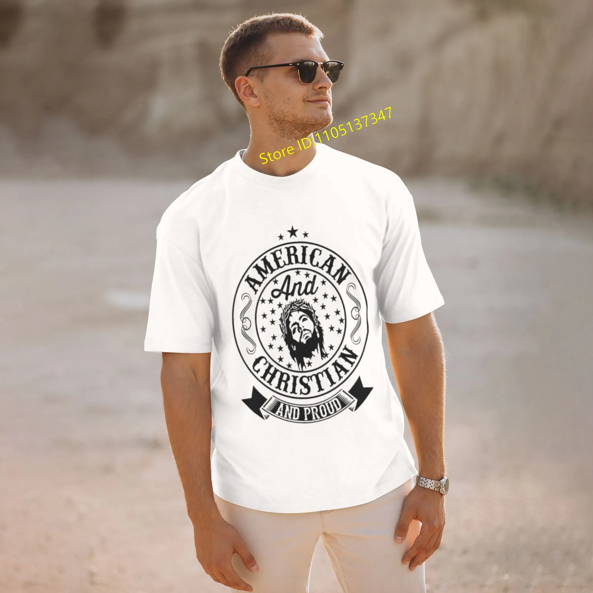 

​​​​​​Personalized customized American Christianity men's 100% cotton casual comfortable round neck short-sleeved T-shirt