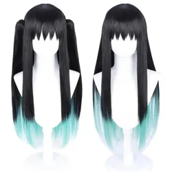 Demon Slayer Kimetsu No Yaiba Cosplay Tokitou Muichirou Wig Anime Black And Blue Gradient Long Straight Wig Men Women