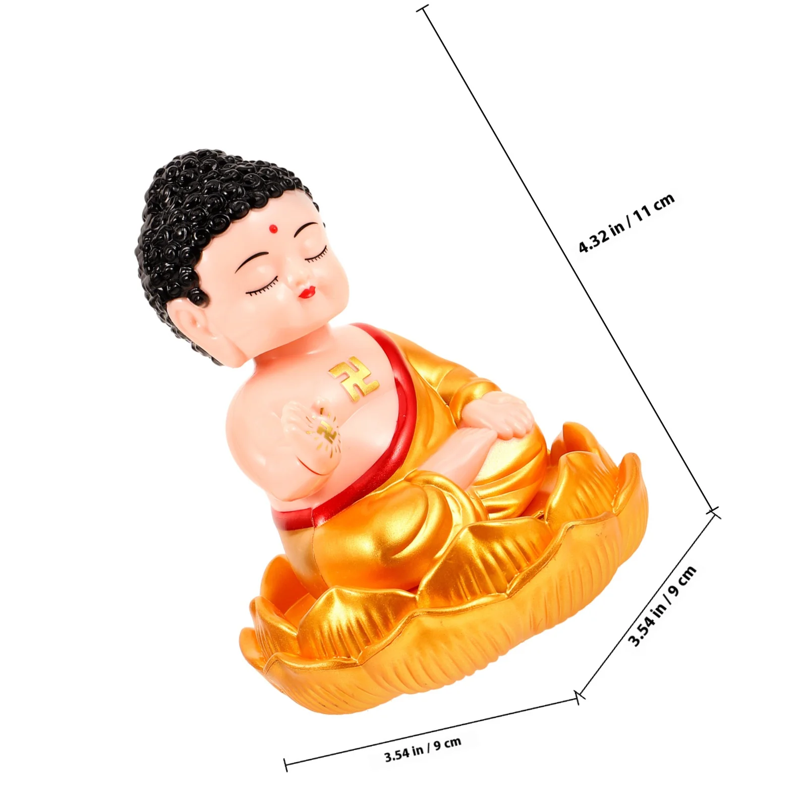 Gold Robe Buddha Statue Solar-Powered Mini Craft For Car Dashboard Desktop Home Decor Table Ornament Retro Vintage