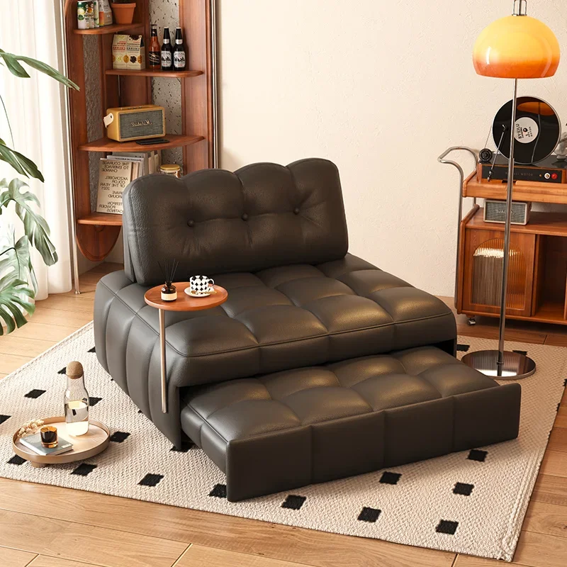 Retro Fabrics Sofa Bed Folding Sitting and Lying Living Room Tofu Square Puff Cat Scratch Leather Sofa Bed