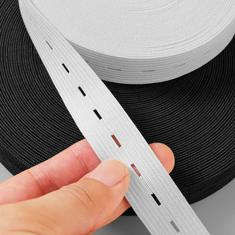 1/3/5M elastisches Nähband mit Knopfloch, verstellbar, hohe Elastizität, gestrickte Stoffbänder für DIY-Handwerk, Nähzubehör – Detail 2