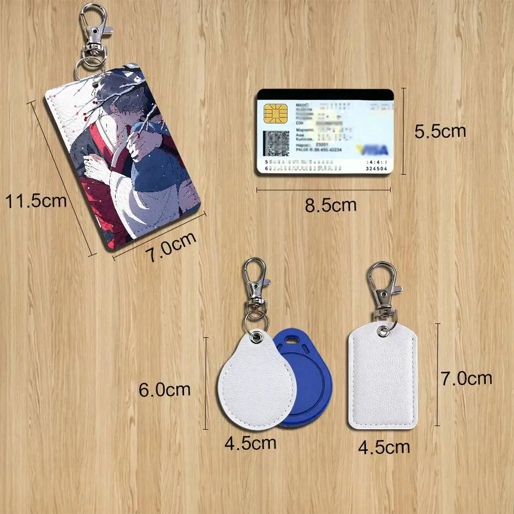 A Tree Without Roots Rectangle ID Card Case Keychain Access Card Bag Key Tag Ring Leather Card Holder Key Ring Access
