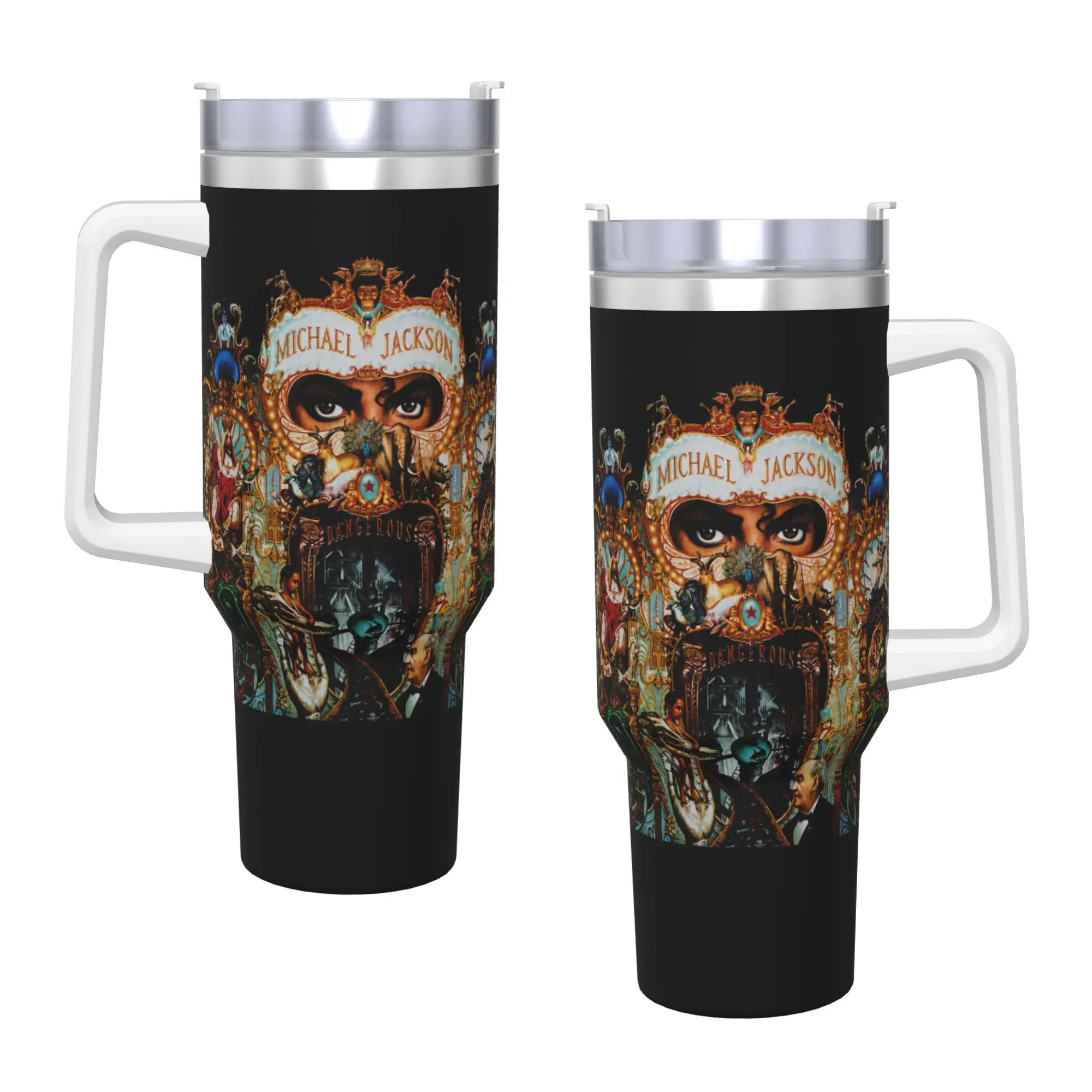 Stainless Steel Tumbler Michael MJ Car Mugs With Straws King of Pop Travel Cold Drink Water Bottle Insulated 40oz Thermal Cups