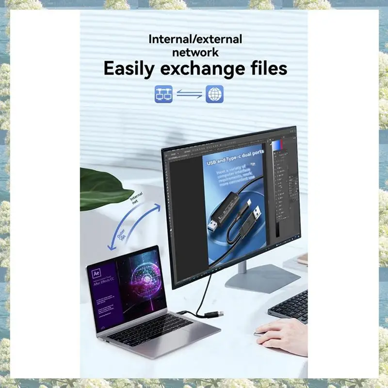 

Новый USB 2.0 + Type-C ПК к ПК Кабель передачи данных Файлы синхронизации Поделиться сетку для клавиатуры и мыши Прямая передача файлов Кабель для копирования моста