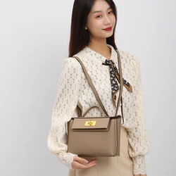 Luxury Fashion Handbag New Women PU Leather Solid Color Shoulder Bags Simple Casual Tote Elegant Buckle Decor Hand bags