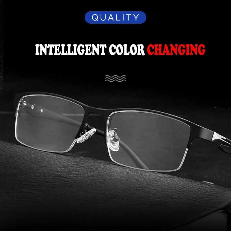 Photochrome Progressive Multifokale Lesebrille Männer Frauen Anti Blue Ray Für Computer Arbeit Metall Brillen Rahmen Chameleon UV