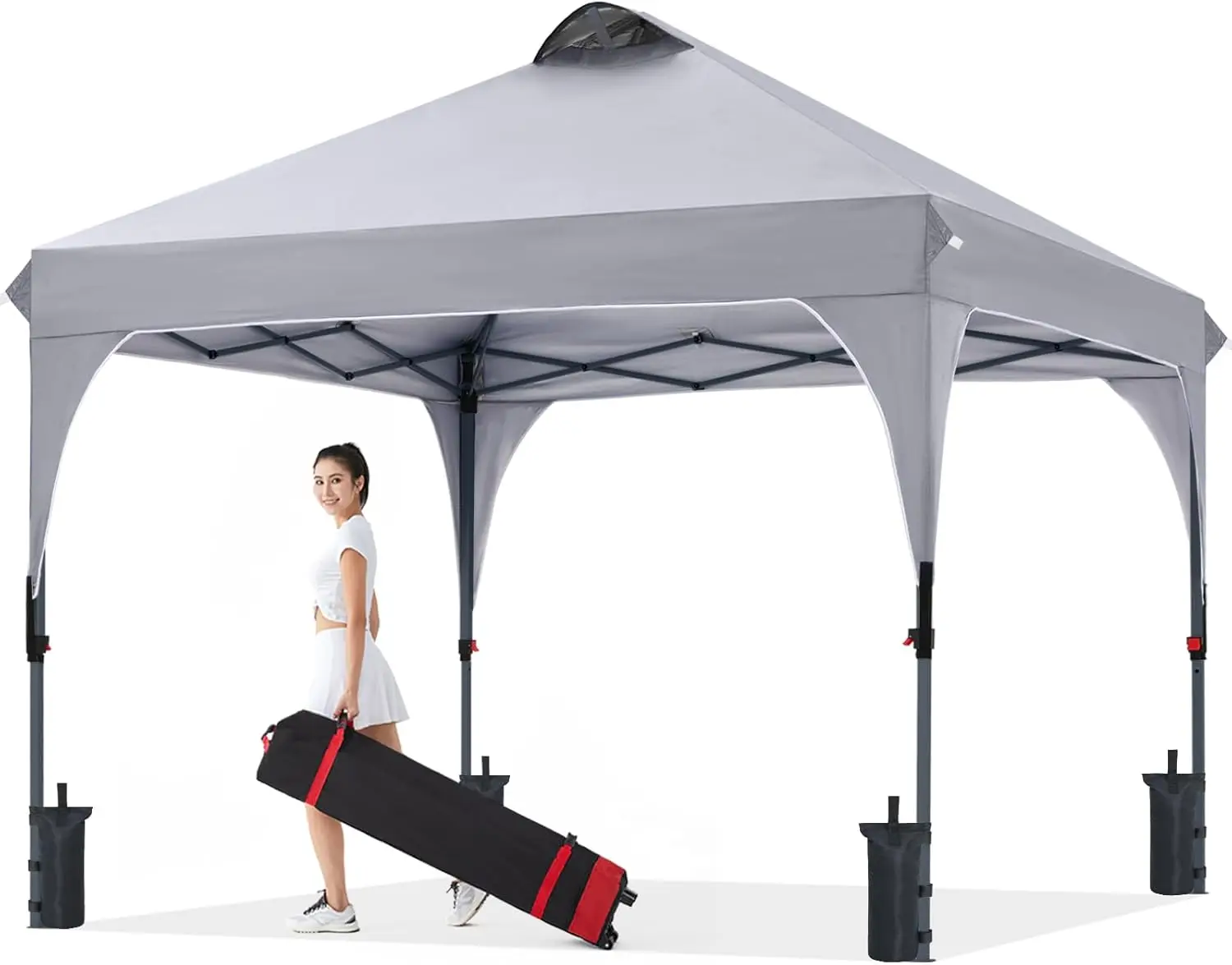 Beach, Sports Use - Portable Material, Grey Pop Up Canopy Tent, Easy Setup Instant Sun Shelter