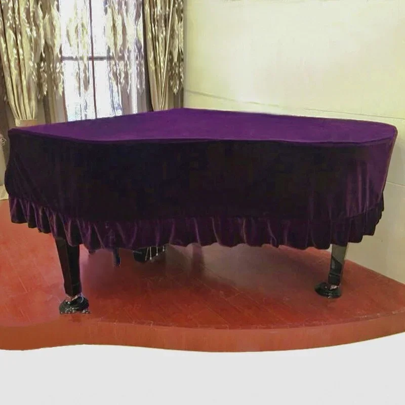 Image 5: Couverture de piano en velours doré, couverture de piano à queue, micro de basse de précision, housse anti-poussière pour clavier noir