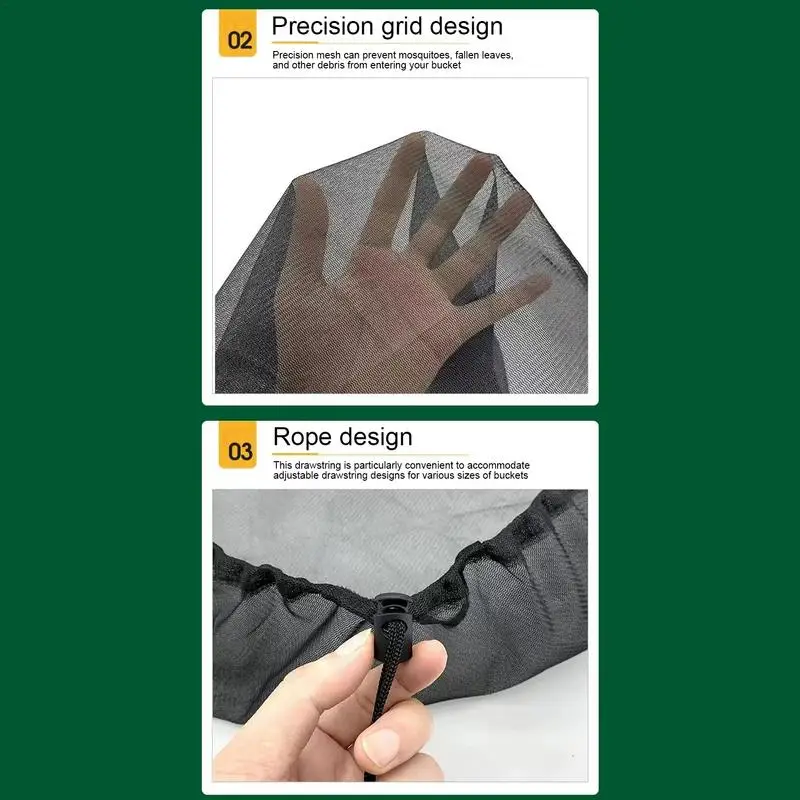 1 Pcs Mesh Cover For Rain Barrel With Drawstring Water Collection Buckets Cover Rain Collection Barrels Netting Screen