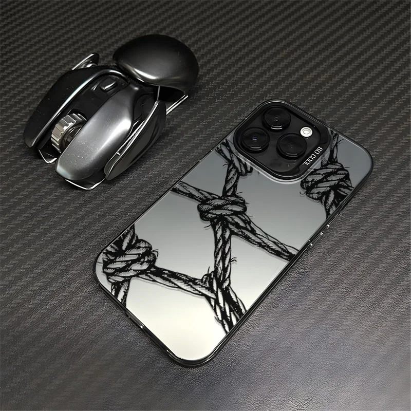 

Binding rope pattern phone case for iPhone 16 15 14 13 12 11 Pro/ Max/Plus shock-proof rear cover anti-fingerprint