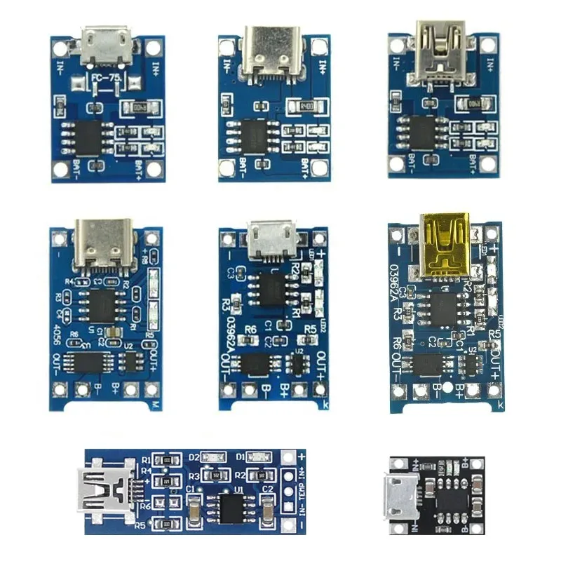 Type-C Micro Mini 5V1A 18650 TP4056 Lithium Battery Charger Module Charging Board With Protection Dual Functions 1A Li-ion