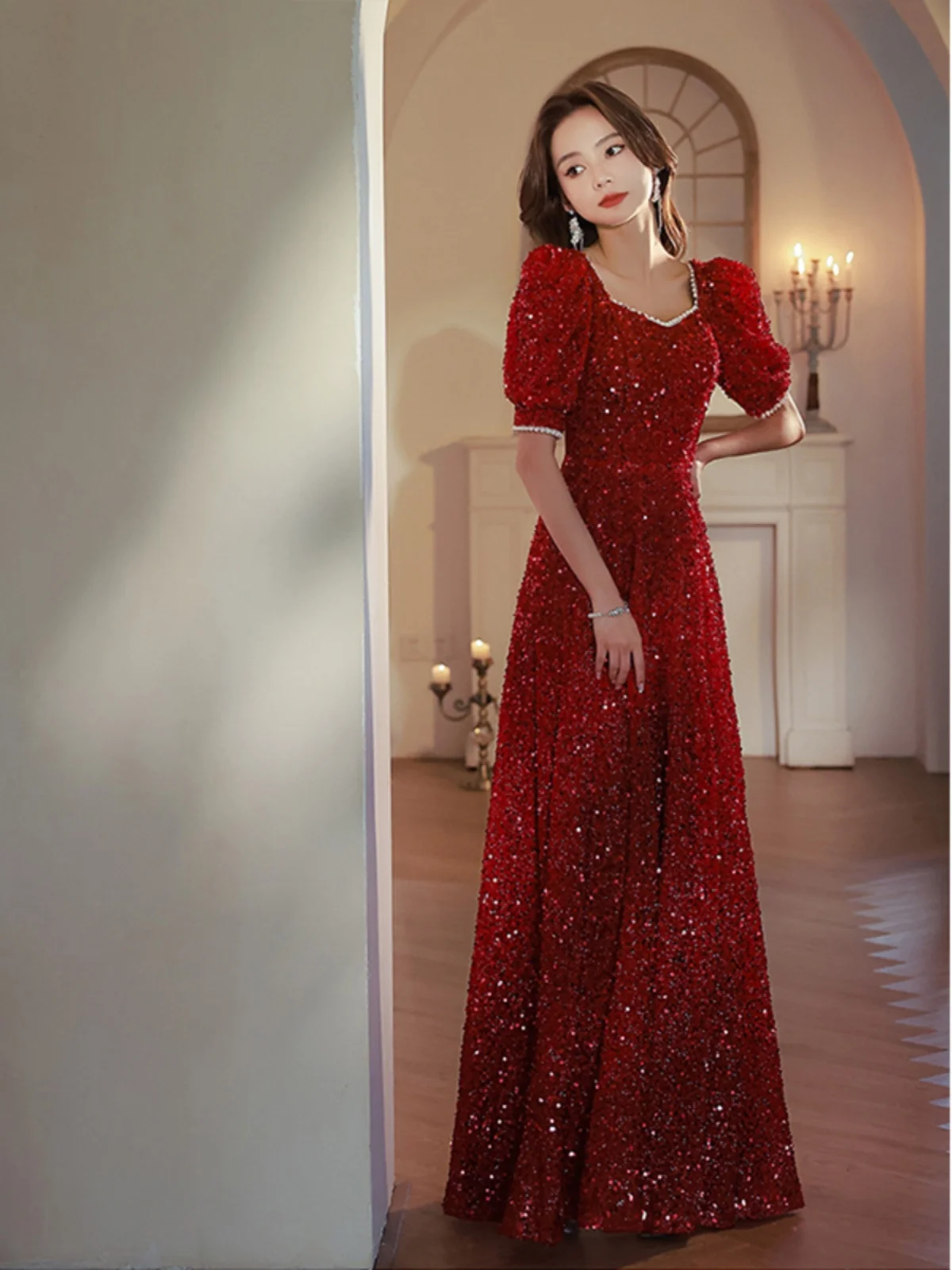 

Элегантное свадебное платье для женщин: вечернее, с пайетками, класса люкс, для помолвки и торжественного выхода из зала