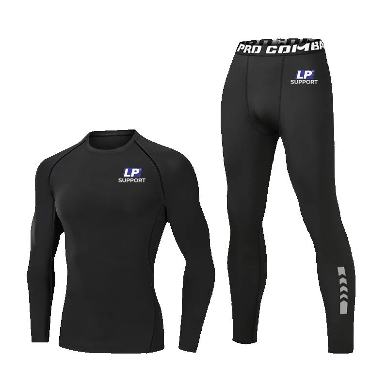 

2026 LP SUPPORT logo Men's fitness long-sleeved T-shirt, quick-drying and breathable T-shirt, outdoor sports running top, spor