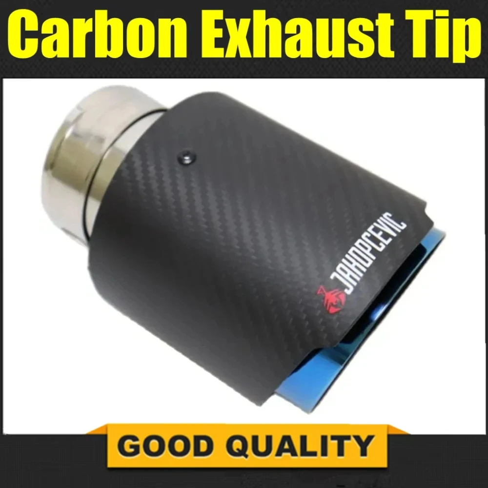 Universal Auto Matte Carbon Faser Schalldämpfer Spitze Abgasanlage Rohr Schalldämpfer Düse Gerade Edelstahl Blau