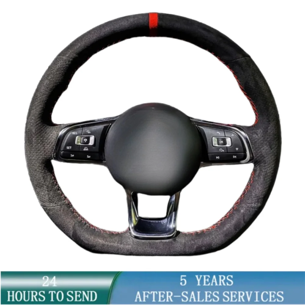 

Car Steering Wheel Braid Cover Hand Sewing Suede Leather For Volkswagen VW Golf 7 GTI Golf R MK7 VW Polo GTI Scirocco 2015 2016