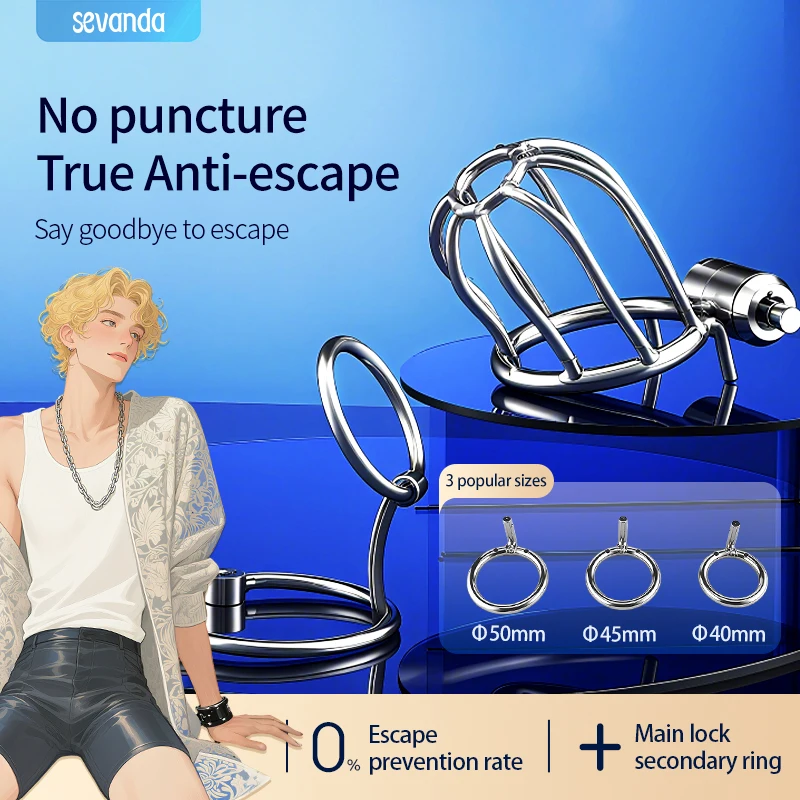 Afsluitbare metalen peniskooi met 3-ringen Urethrale plug- en kuisheidsgordel - Anti-cheatapparaat voor mannelijk orgasmeontje, cockkooi voor volwassenen