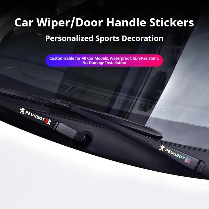 2Pcs Car Exterior Emblem Badge Stickers Body Rearview Mirror Wipers Waterproof Decals For Peugeot 208 2008 308 3008 5008 408 508