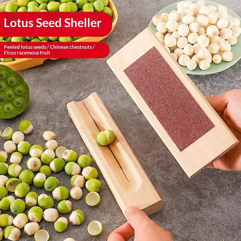Wooden Lotus Seed Sheller Labor Saving Manual Peeling Tool for Home Daily Use Chestnut Small Nuts Opener
