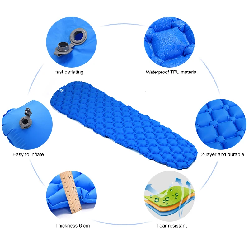 Widesea Camping Opblaasbare Mat Slapen Pad Outdoor Luchtbedden Vouwen Ultralight Draagbare Kussen Kussen Wandelen Trekking