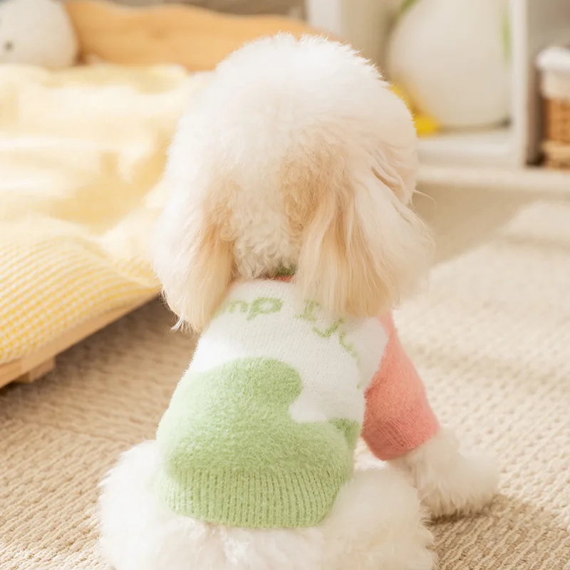 New Pet Clothes Dog Vest Jacket Coat Rainbow Gradient Ramp Sweater Warm Puppy Cat Kitten Fall Winter for Small Medium Dog