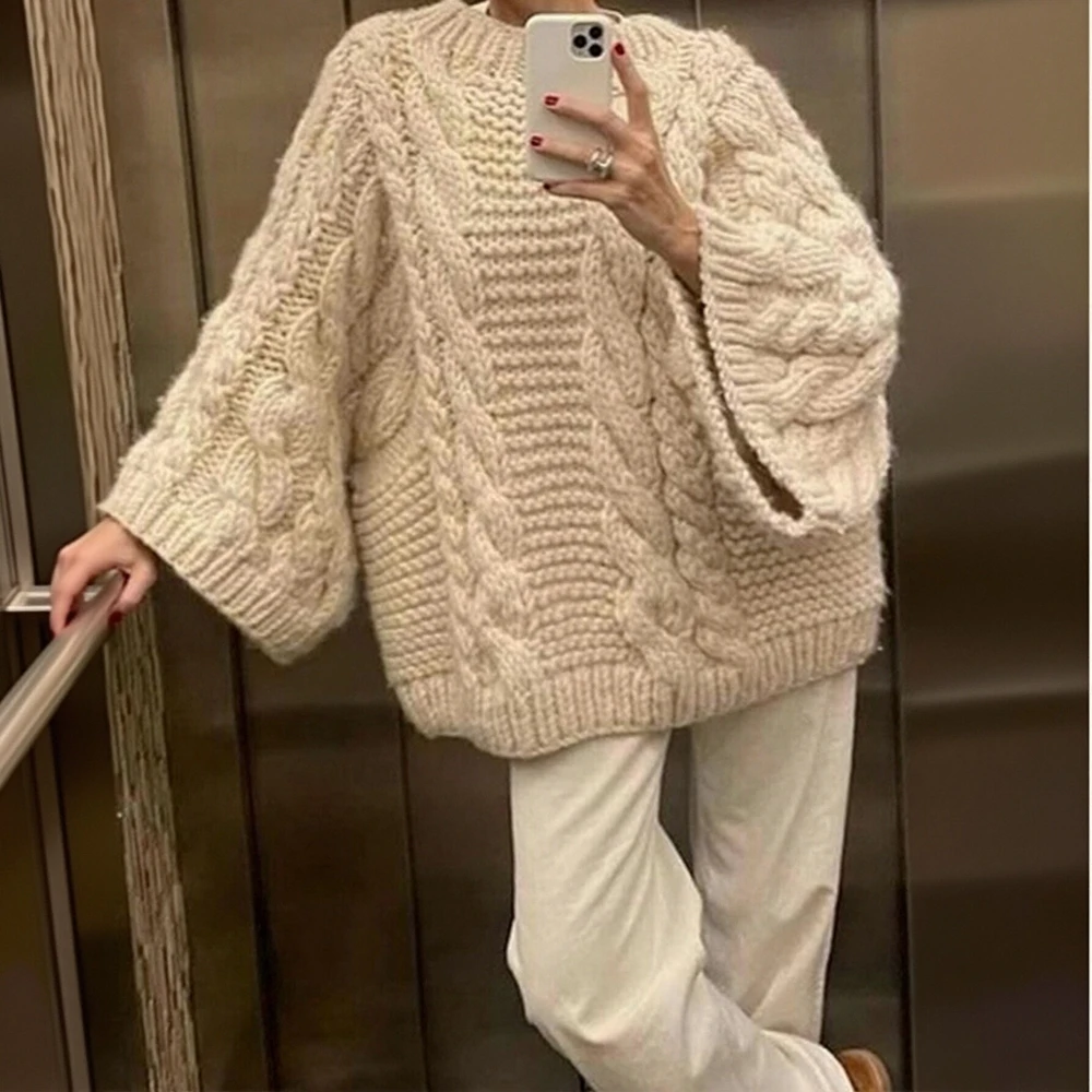 

Женский повседневный свитер с длинным рукавом и круглым вырезом, осенний свободный крой, простой стильный топ для модных женщин