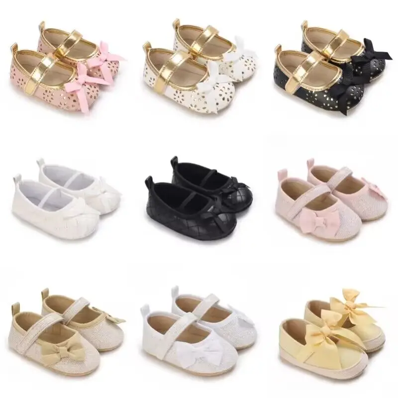 Girl Baby Bow Princess Shoes Flat Shoes Soft Sole Walking Shoes First Step Shoes Versatile