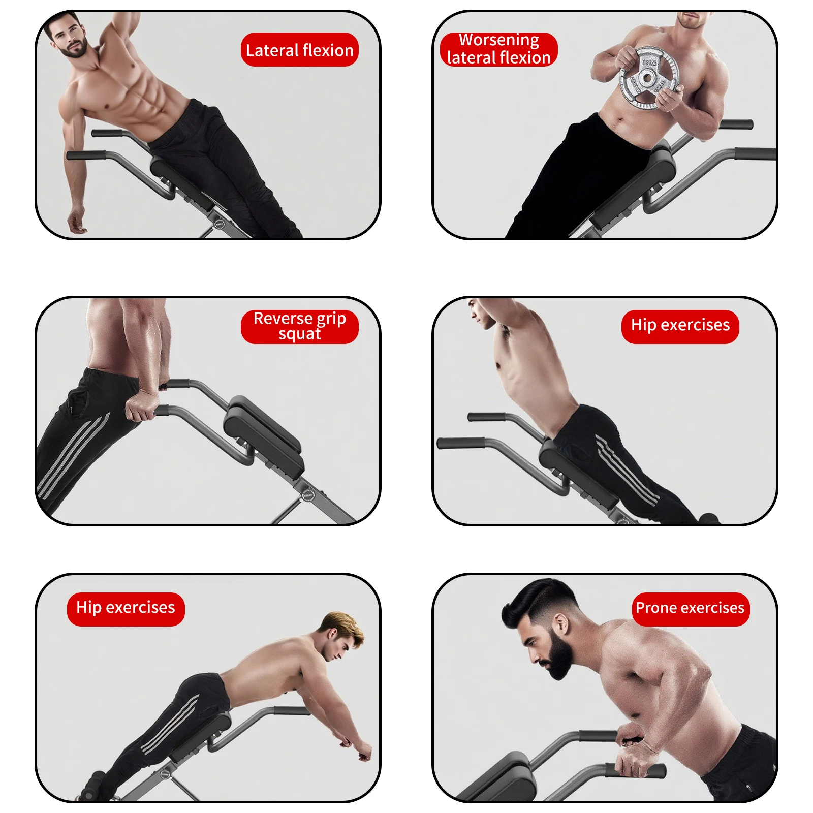 Klappbarer Römischer Stuhl Hyperextensionsbank Verstellbare Rückenstrecker-Maschine für Heimfitness 6 Höhenstufen & 3 Winkelstufen – Detail 10