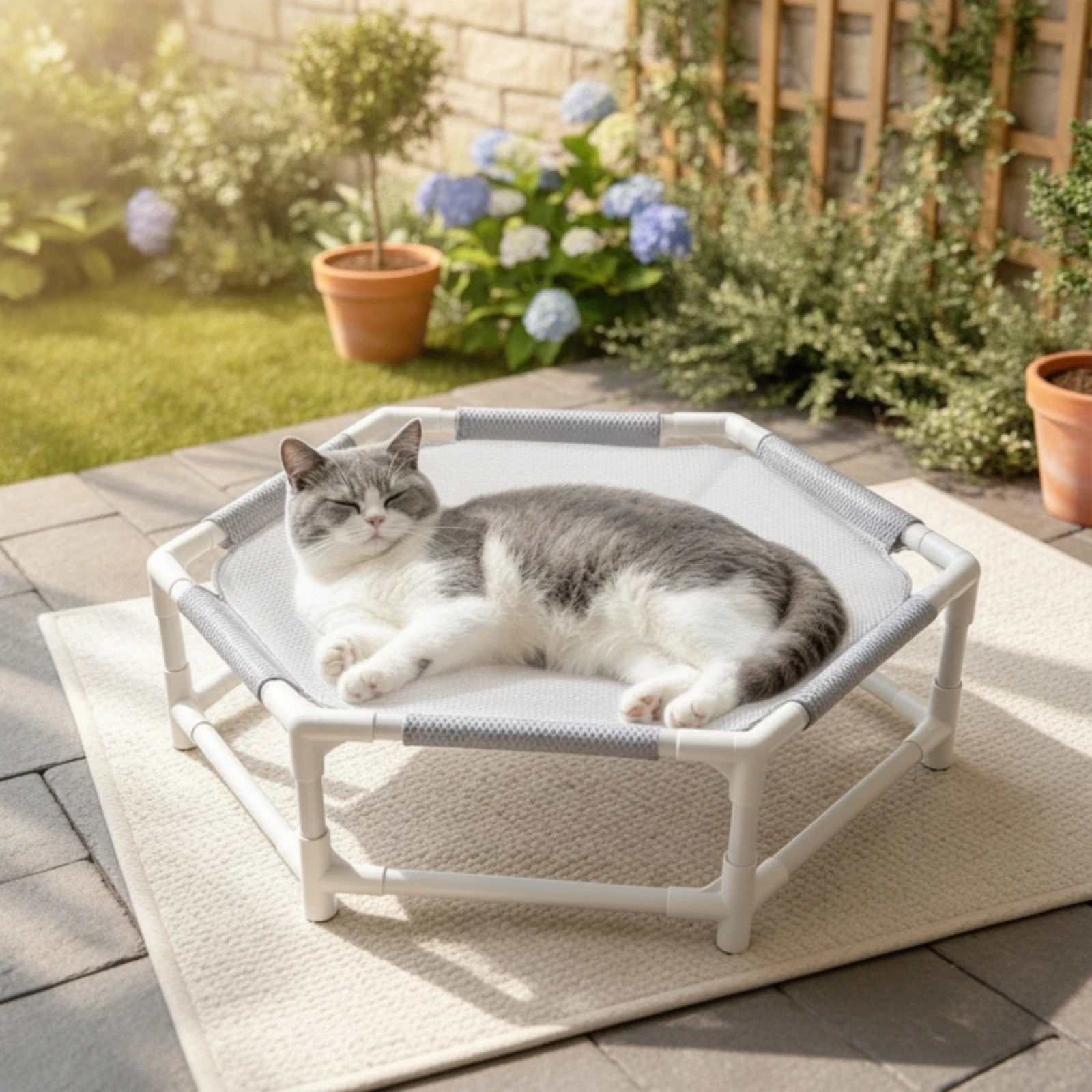 Lit surélevé pour chat respirant, lit de repos surélevé pour animaux de compagnie, rafraîchissant et robuste pour chats, salon, chambre à coucher