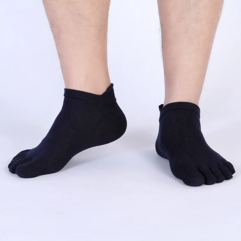 5 Pairs Ankle Toe Socks Men Five Finger Socks Running Breathable Solid Cotton Short Socks Anti-Slip Invisible Socks 5 Fingers