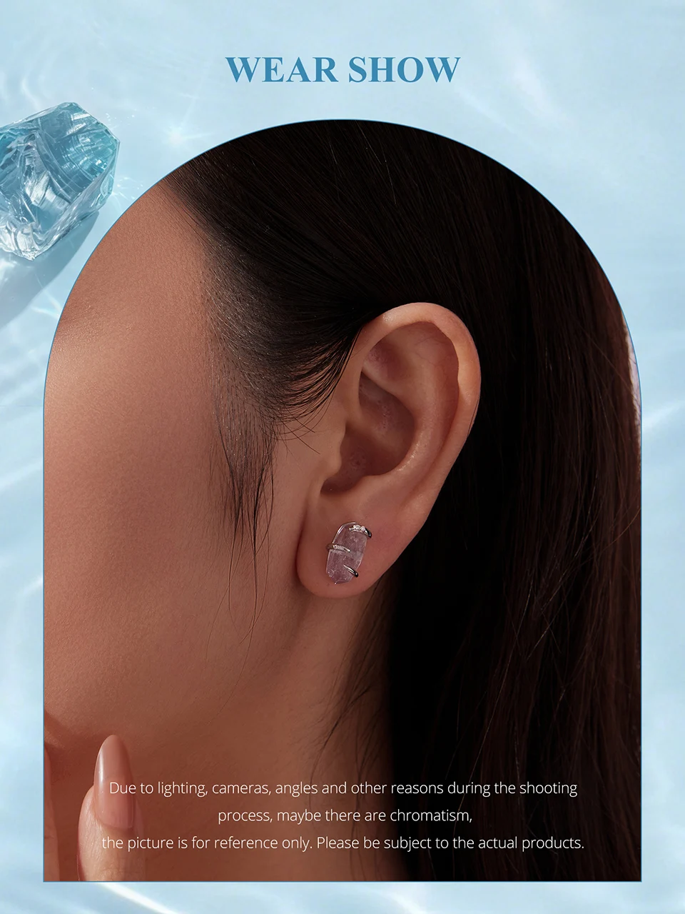 WOSTU Ohrstecker mit lila Amethyst-Rohkristall für Damen, platiniert, S925-Silber, geometrischer Naturstein-Schmuck, Geschenk – Detail 8