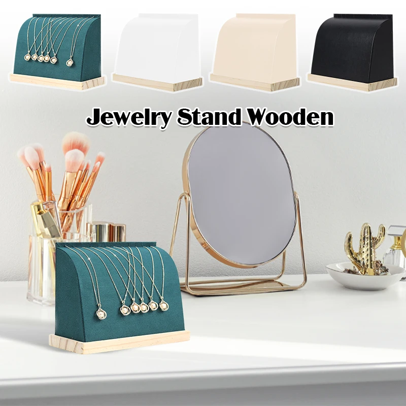 

Fashion Solid Wood Base Large Size Jewelry Stand Wooden Multiple Easel Showcase Display Holder Storage Convenient for Necklace