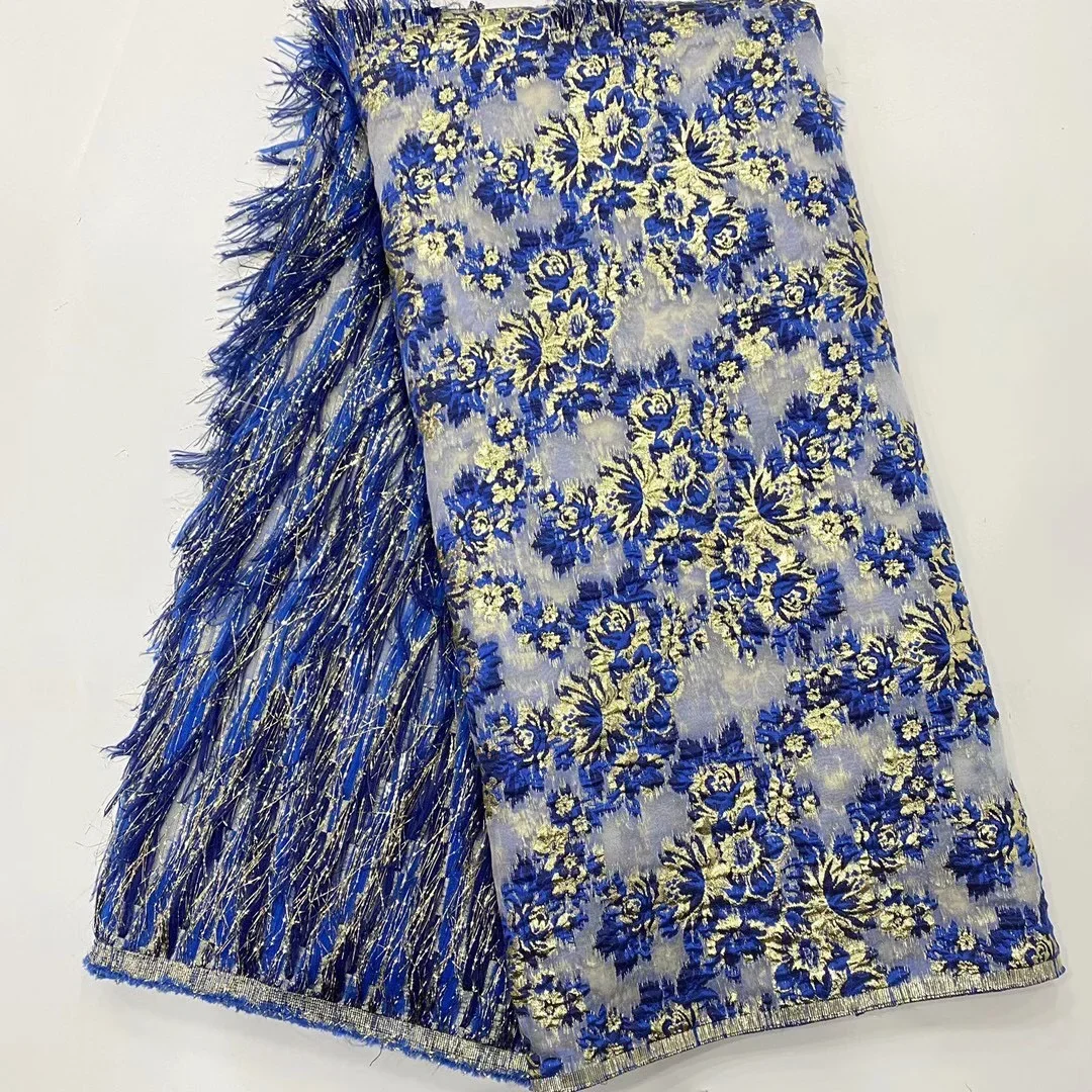 Blue Feather Lace 2022 New Design Jacquard French Nigerian Lace Fabric High Quality Brocade African Lace For Evening LY20109A