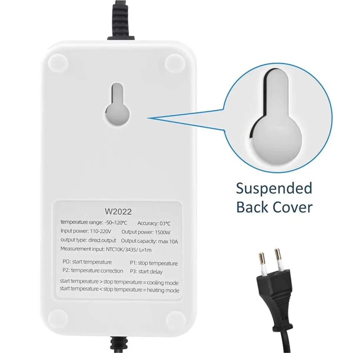 11·11COUPON W2022 Digital Temperature Controller Socket, 1500W Smart Thermostat Regulator with Waterproof Sensor EU Plug