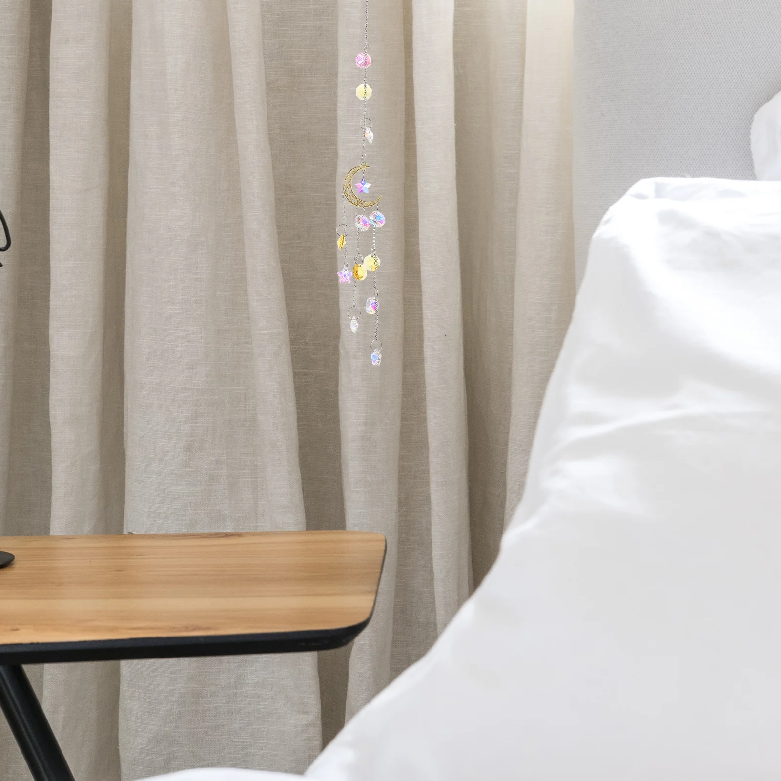 

1Pcs Moon Star Crystal Ball Pendant Sun Catcher Hanging Decor Decorative Car Auto Wall Ornament for Home Living Room Bedroom