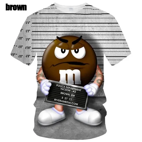 

M&M's Chocolate Bean Graphic T Shirts for Men Clothing Funny 3D Printed M&M T-shirt Women Short Sleeve Harajuku Fashion Y2K Tops