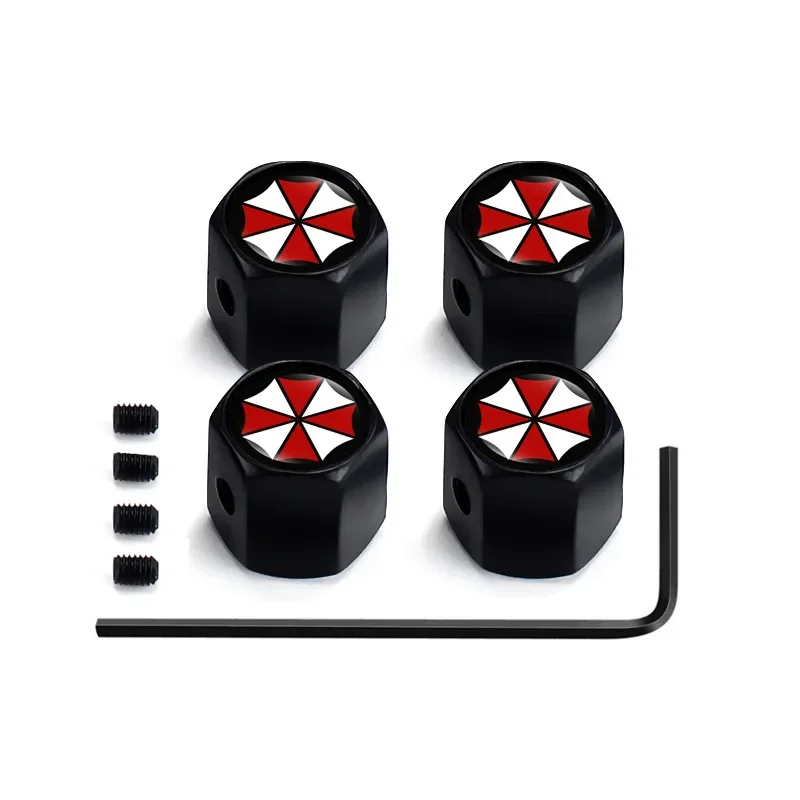 4Pcs Anti-Theft Wheels Valve Caps Covers Umbrella Corporation for Chevrolet Captiva Niva Aveolacetti Sonic Spark Cruz Ford Focus