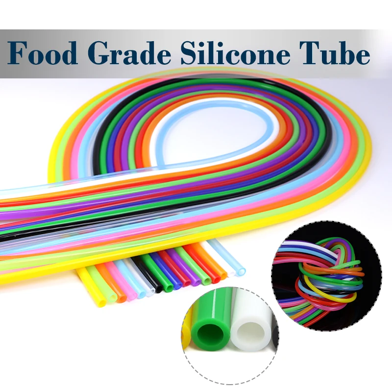 

ID 2/3/4/5/6 mm×OD 4/5/6/7/8 mm Colorful Silicone Tube Flexible Rubber Hose High Temperature Nontoxic Food Grade Soft Drink Pipe