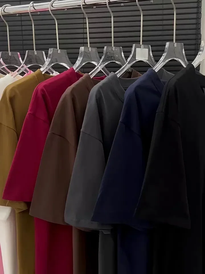 2025 جديد حار عصري العلامة التجارية الإبداعية الرقمية 10 تي شيرت الرجال المقلية الشارع فضفاض صغير العنق نصف كم الهيب هوب الثقيلة