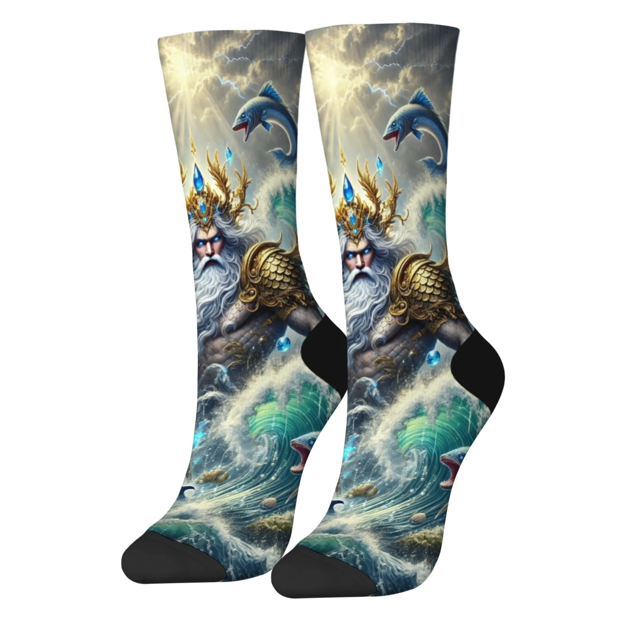 

Забавные мужские носки Poseidon Mythology Ocean King в стиле Харадзюку, модные повседневные спортивные носки в стиле ретро, новинка, хип-хоп, счастливые носки, подарок